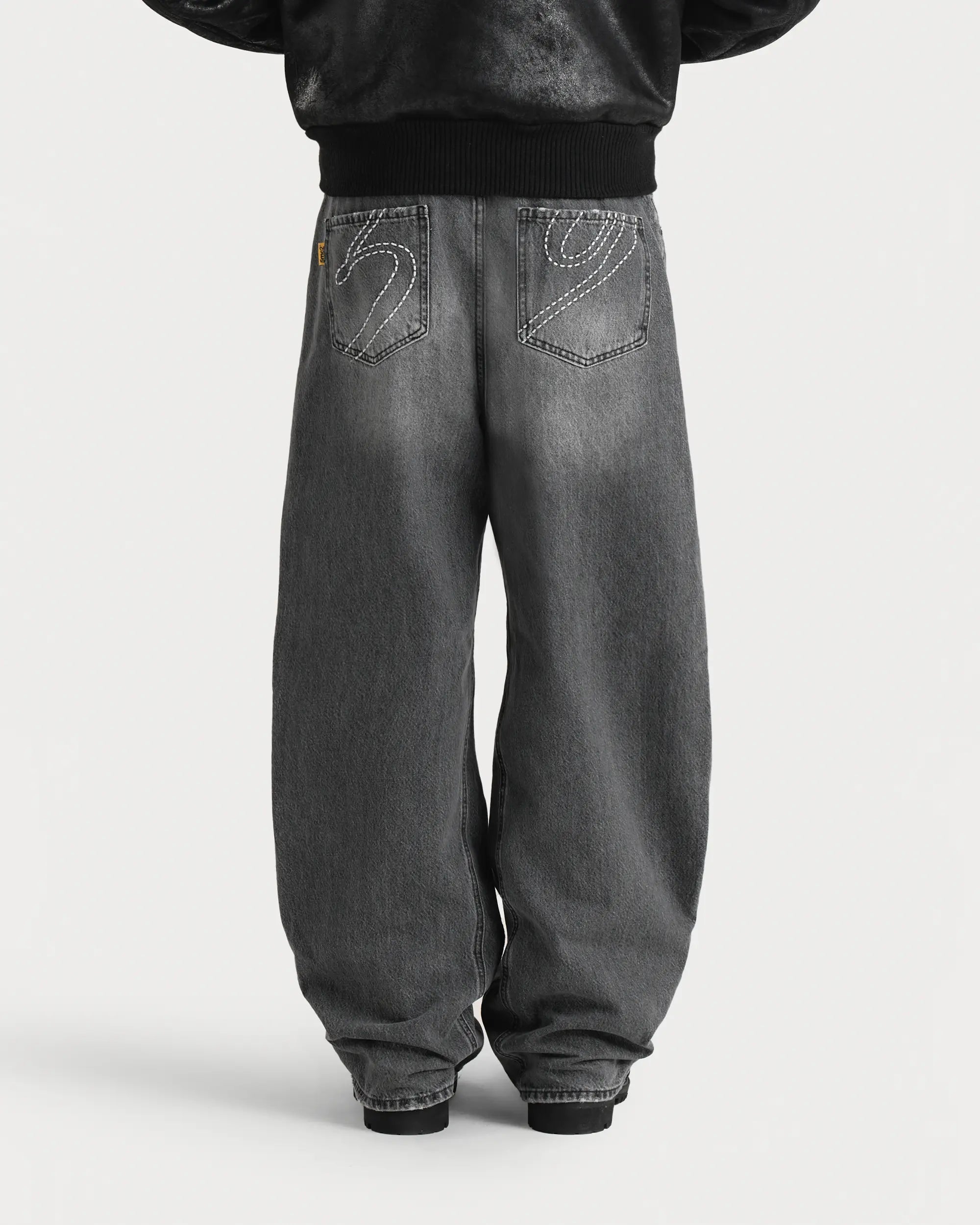 Washed Grey Denim Pants - 5mc2™
