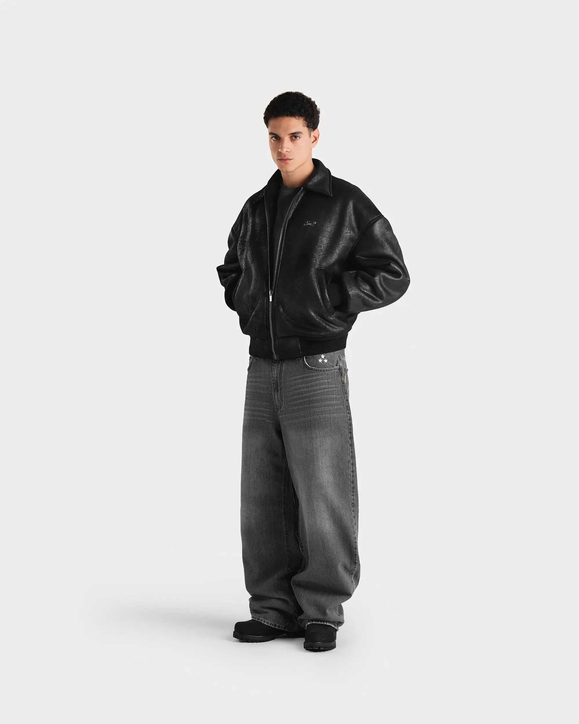 Washed Grey Denim Pants - 5mc2™