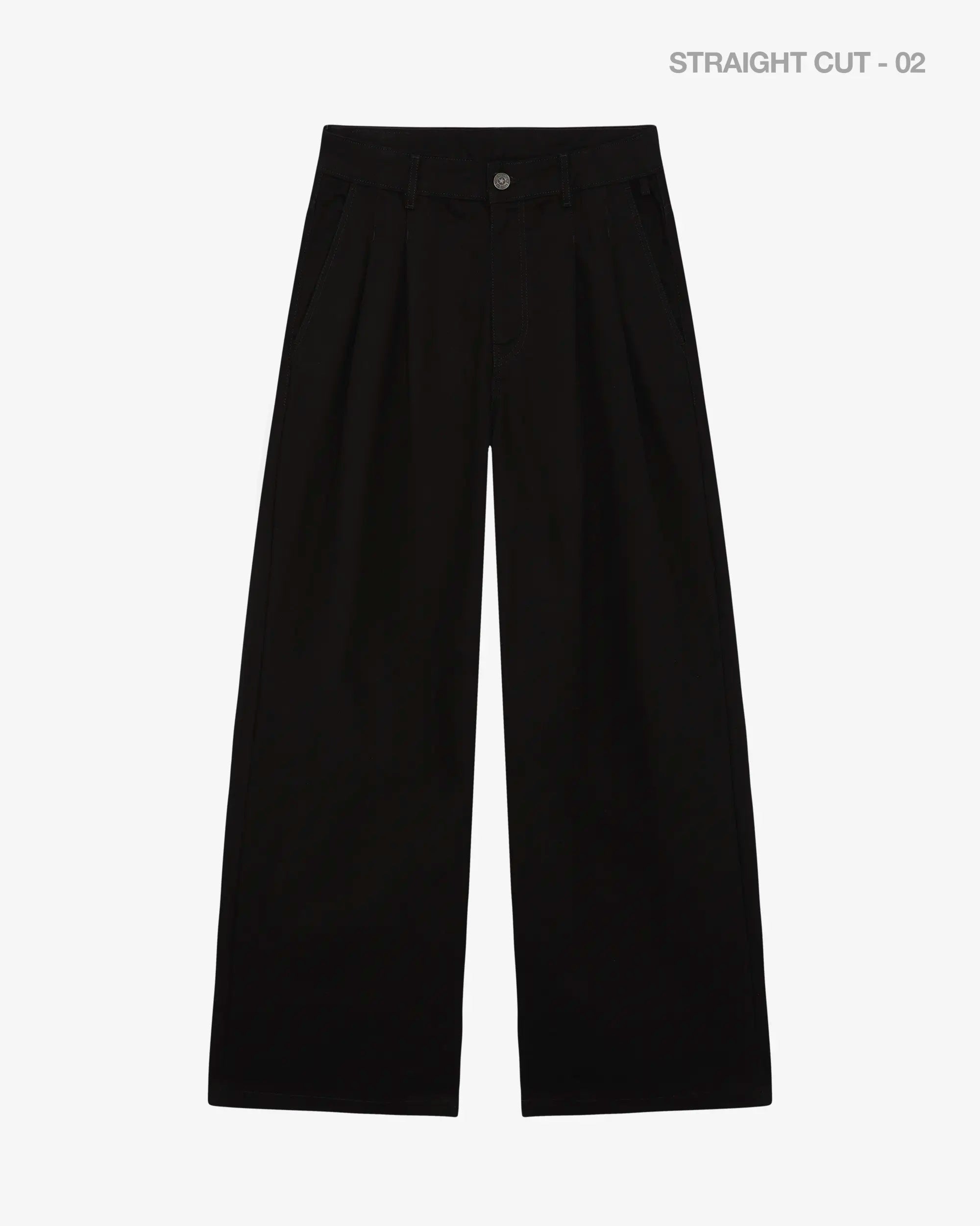 Black wide-leg pants on a white background