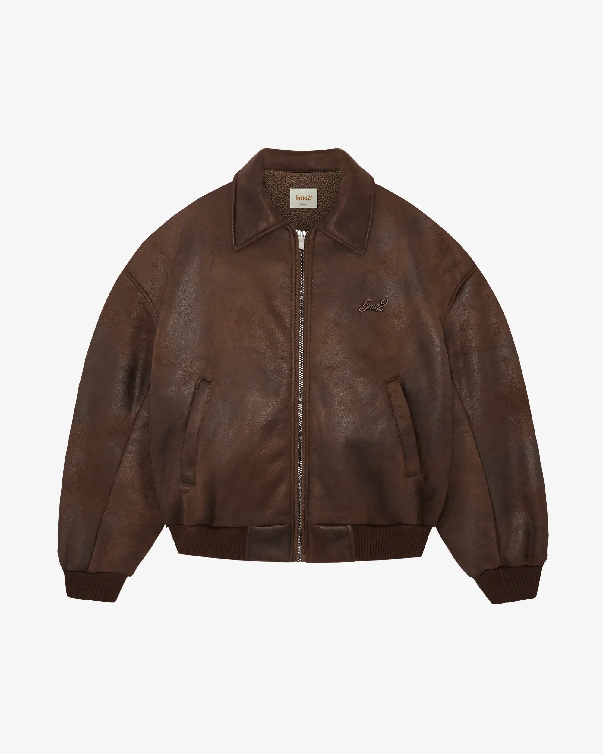 Rust Brown Shearling Aviator Jacket - 5mc2™