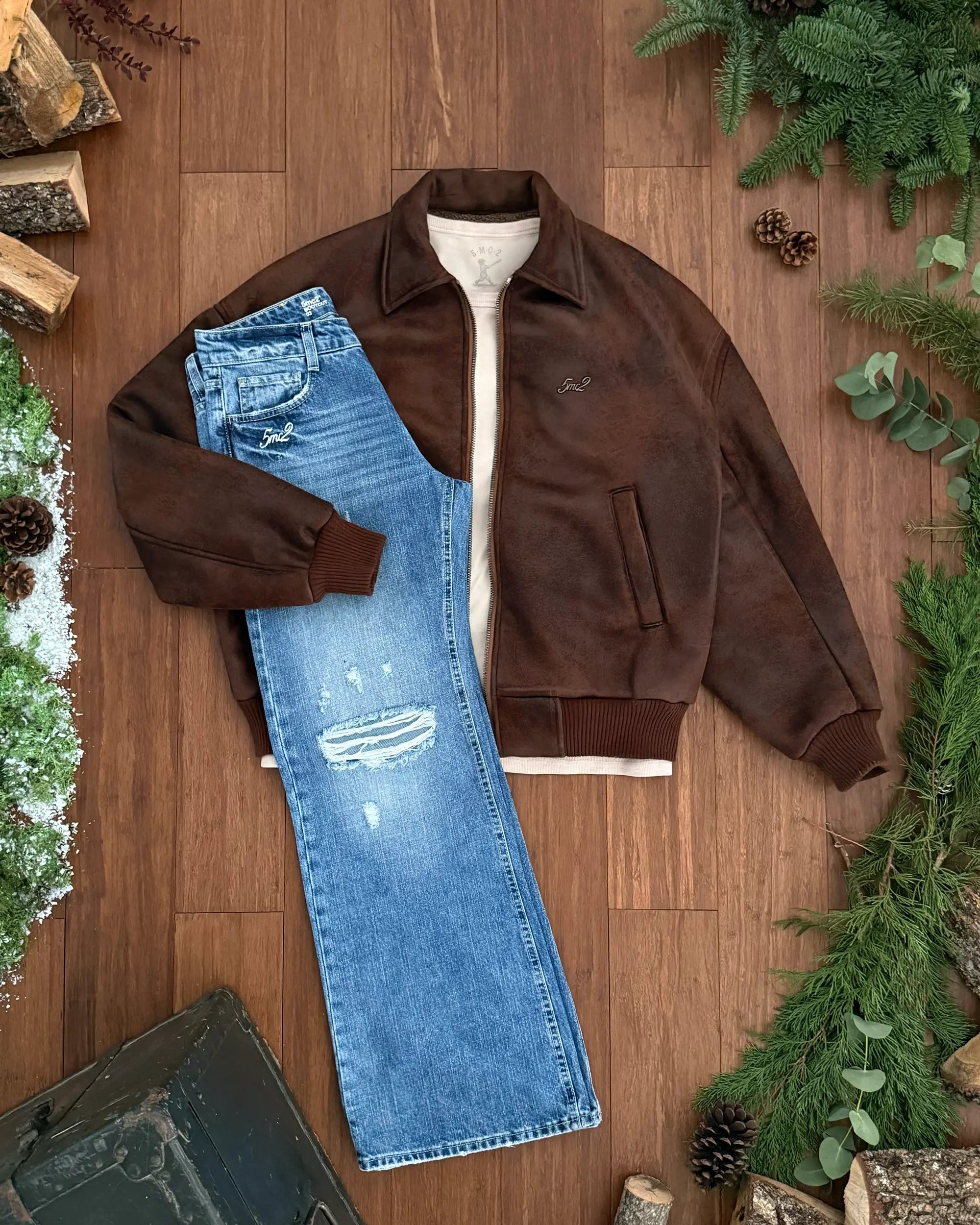 Rust Brown Shearling Aviator Jacket