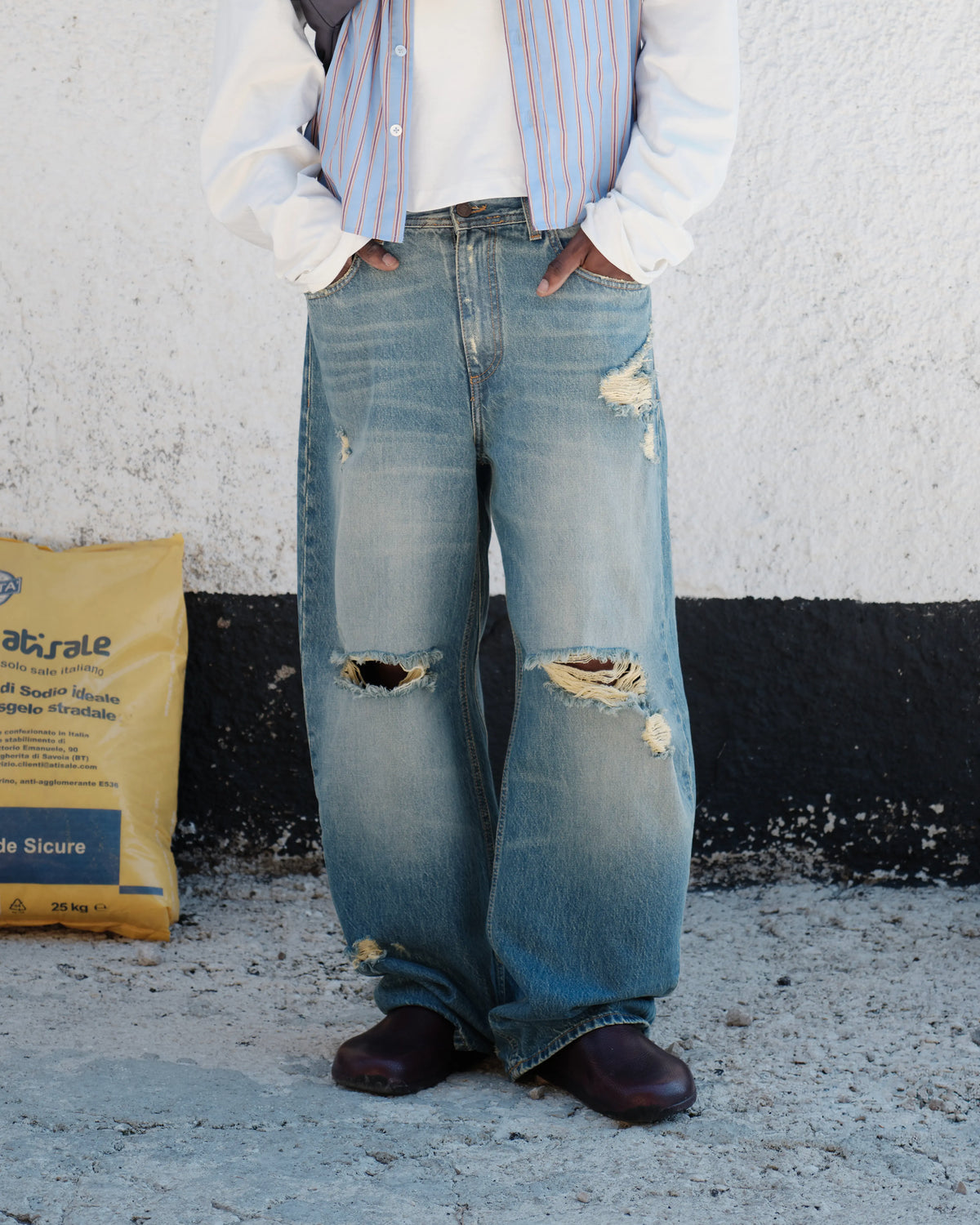 Wide Cut Aged Denim