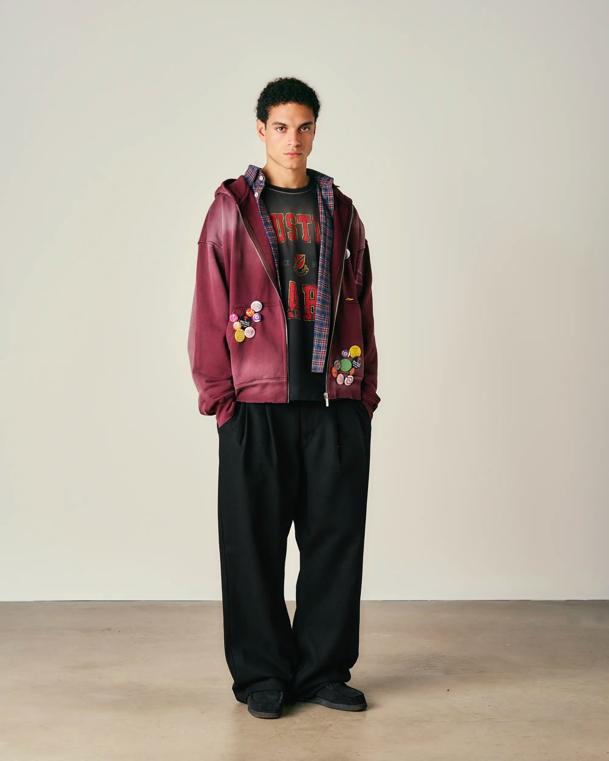 Washed Pin Zip Hoodie