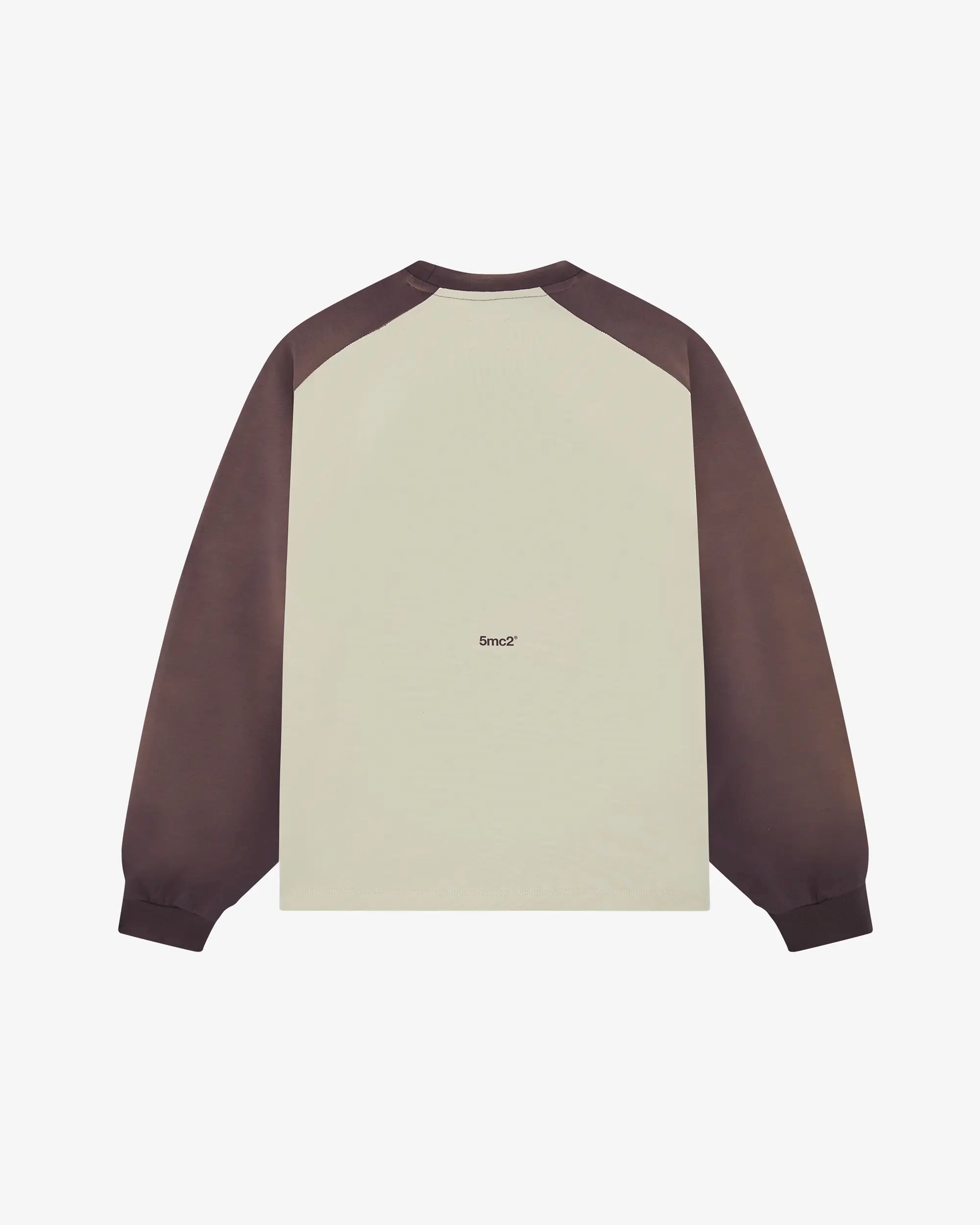 Long-sleeve shirt with brown sleeves and cream body on a white background