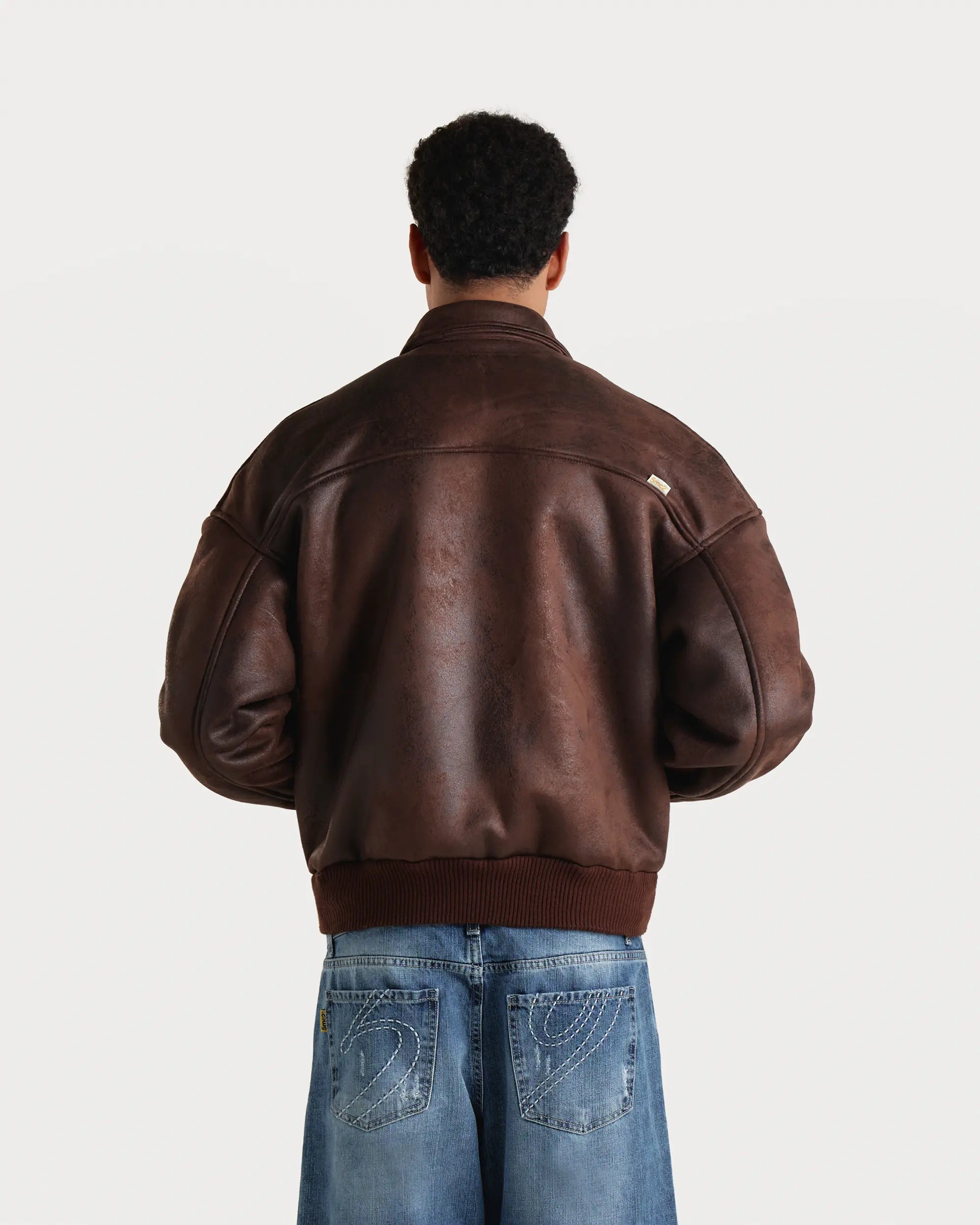 Rust Brown Shearling Aviator Jacket