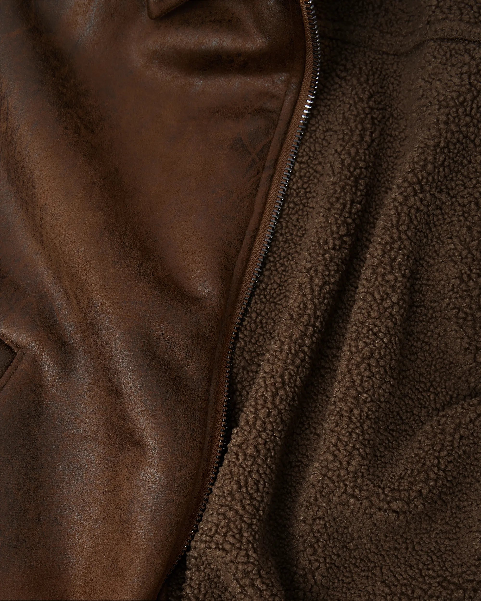 Rust Brown Shearling Aviator Jacket