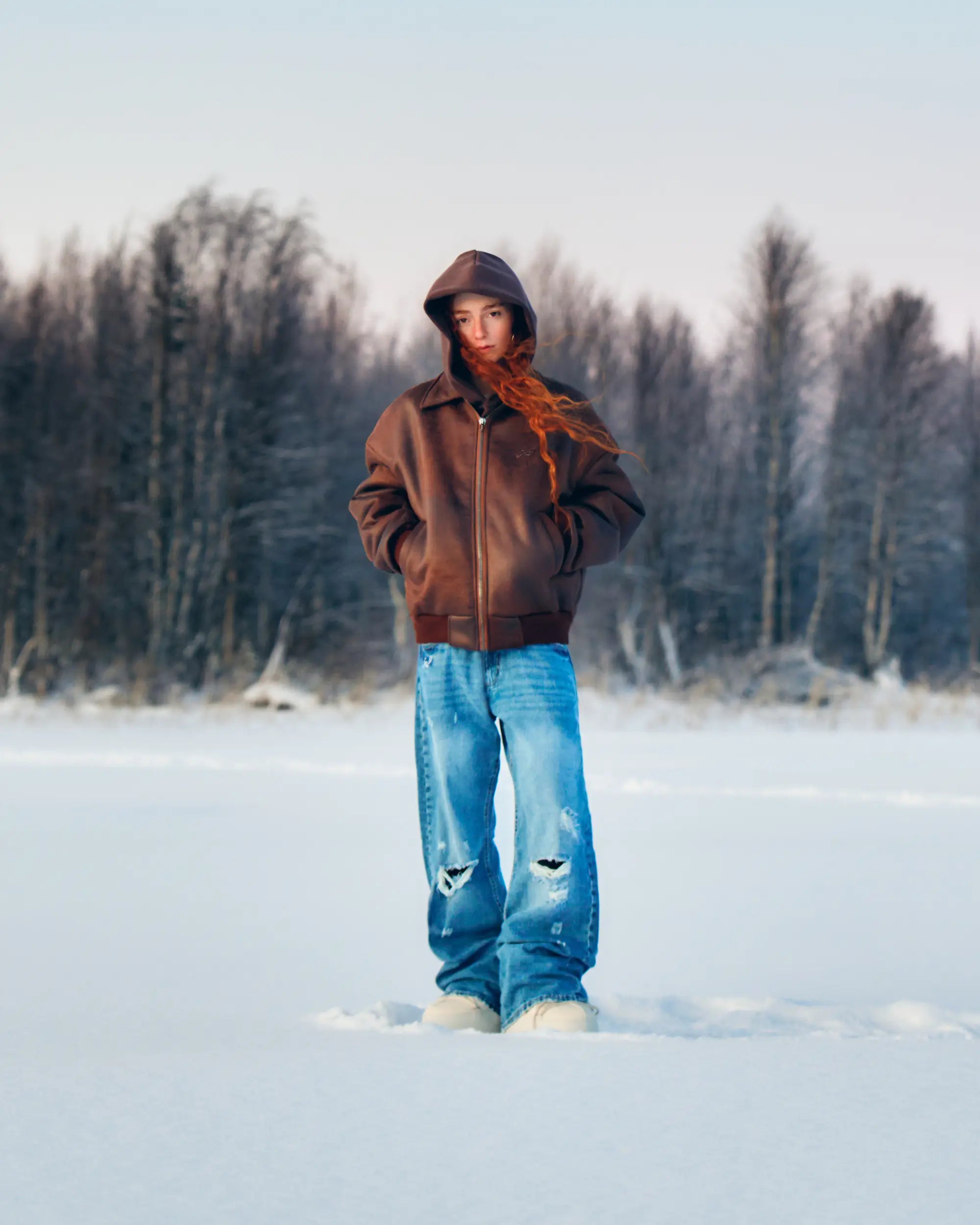 Rust Brown Shearling Aviator Jacket