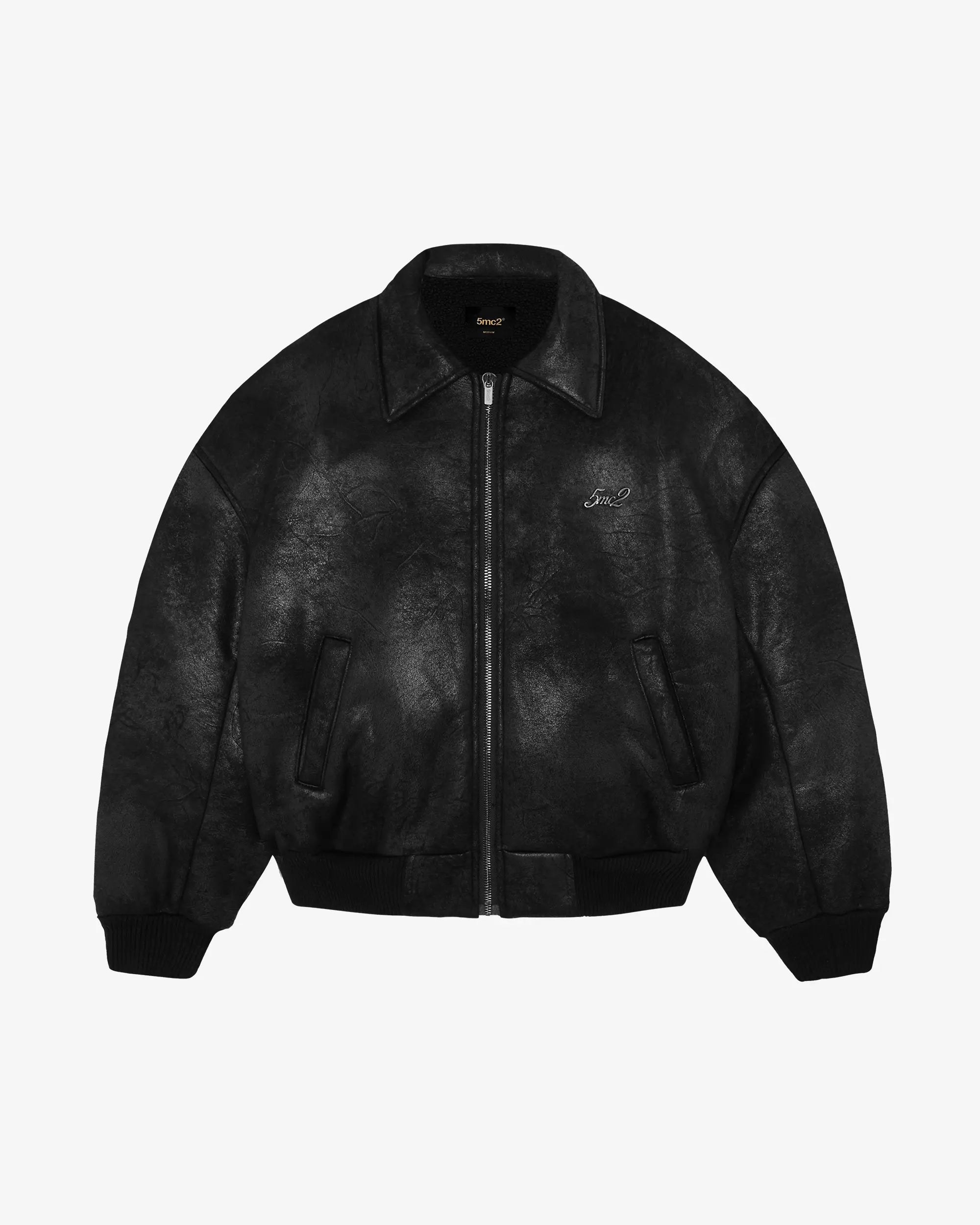 Rust Black Shearling Aviator Jacket