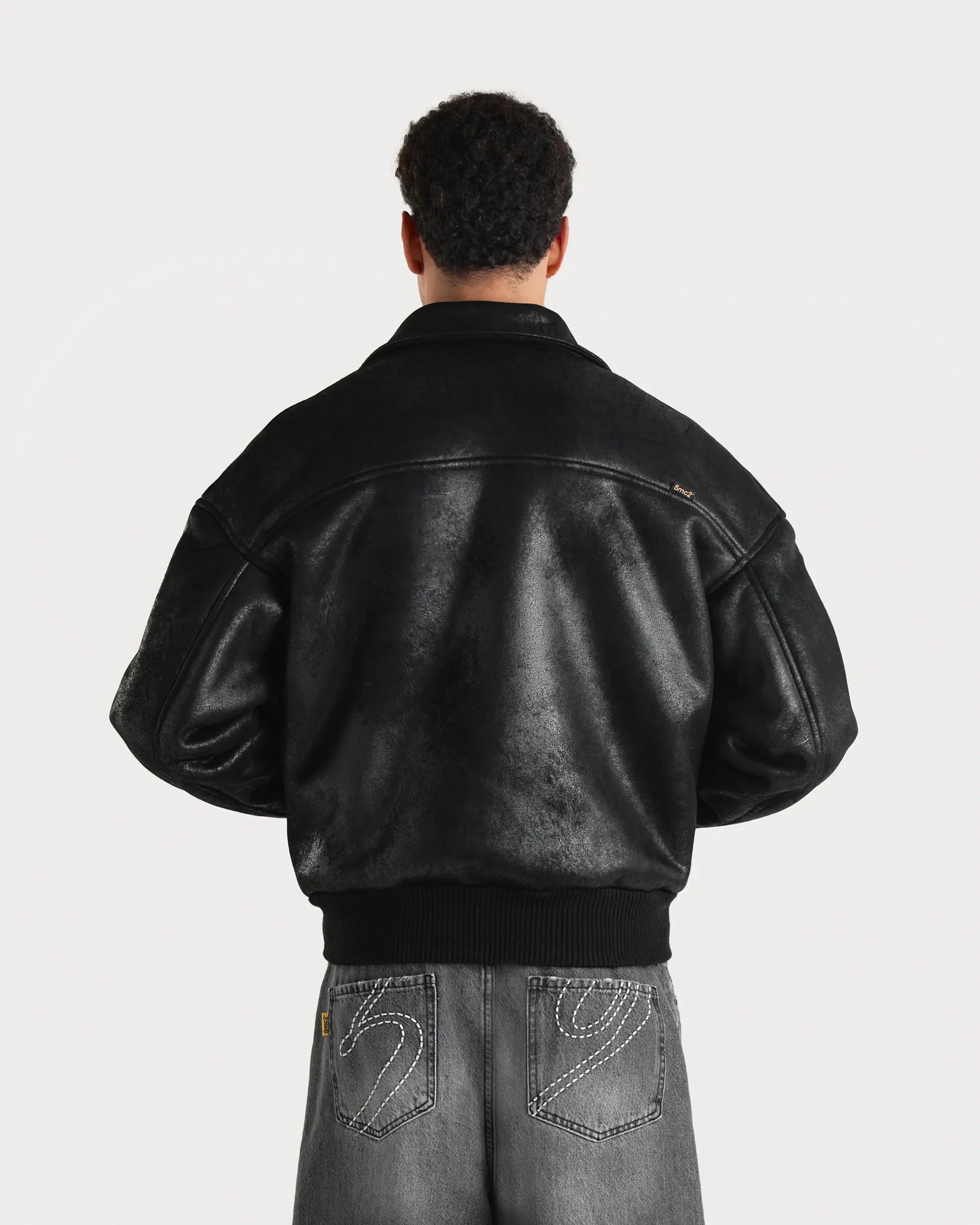 Rust Black Shearling Aviator Jacket