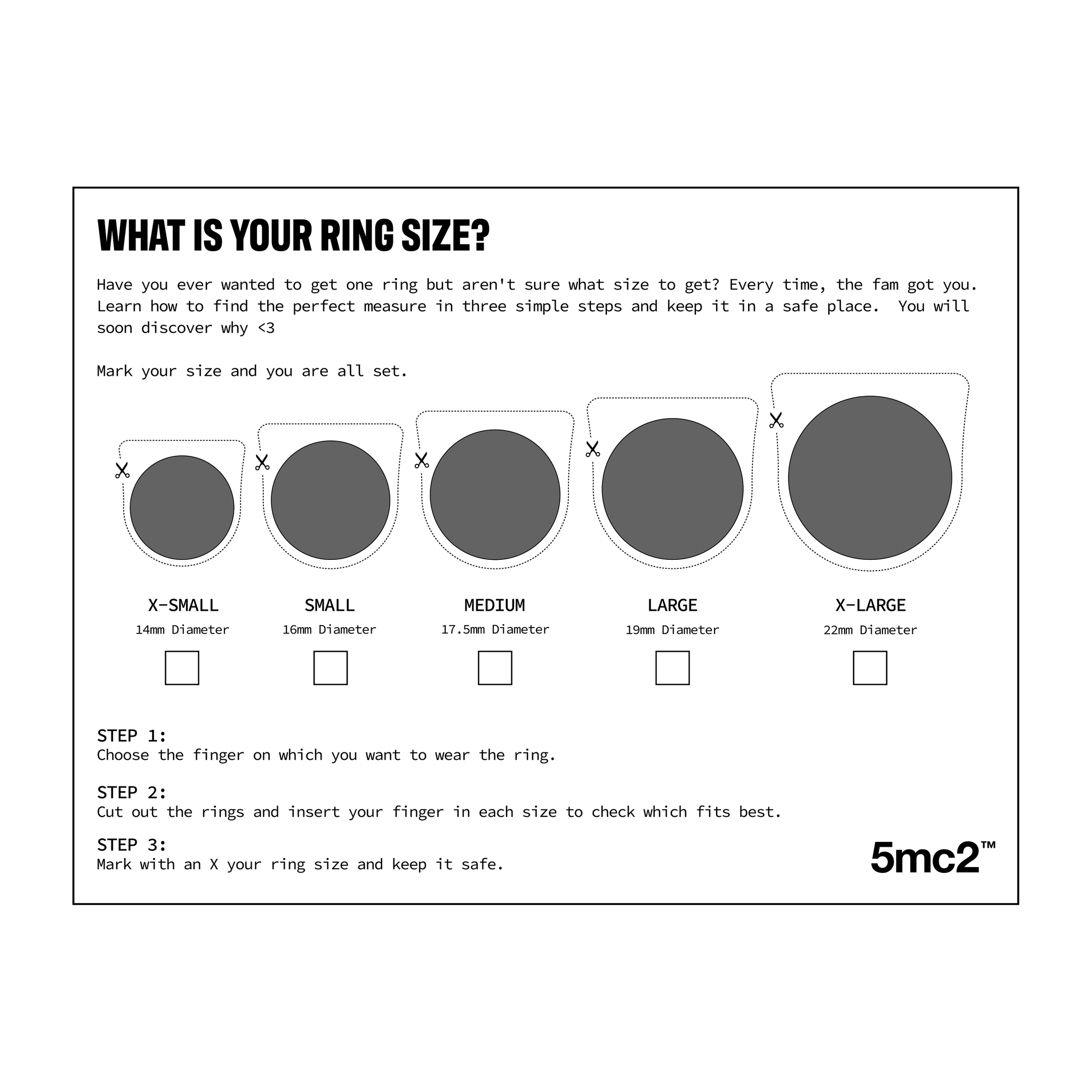 KNOW YOUR RING SIZE - 5mc2™